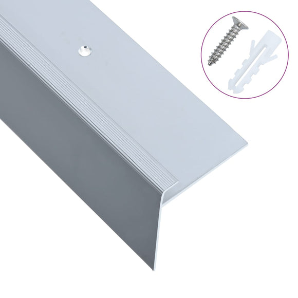 NNEVL F-shape Stair Nosings 15 pcs Aluminium 90 cm Silver