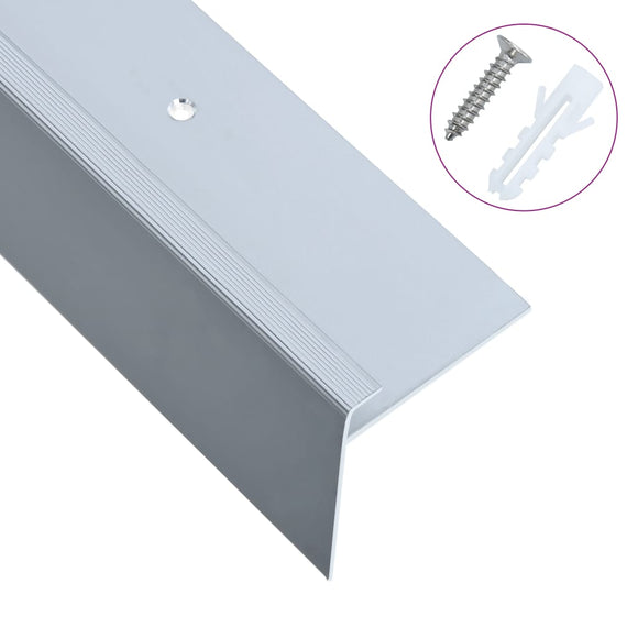 NNEVL F-shape Stair Nosings 15 pcs Aluminium 100 cm Silver