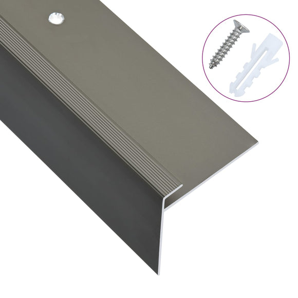 NNEVL F-shape Stair Nosings 15 pcs Aluminium 100 cm Brown