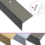 NNEVL F-shape Stair Nosings 15 pcs Aluminium 100 cm Brown