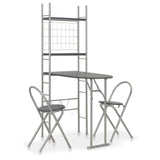 NNEVL 3 Piece Folding Dining Set with Storage Rack MDF and Steel Black