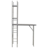 NNEVL 3 Piece Folding Dining Set with Storage Rack MDF and Steel Black