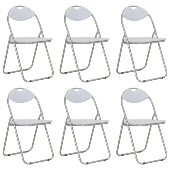 NNEVL Folding Dining Chairs 6 pcs White Faux Leather