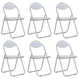 NNEVL Folding Dining Chairs 6 pcs White Faux Leather