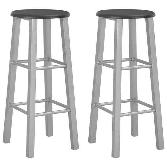 NNEVL Bar Stools 2 pcs Silver MDF