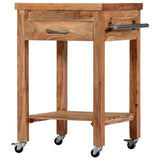 NNEVL Kitchen Trolley 58x58x89 cm Solid Acacia Wood