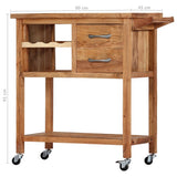 NNEVL Kitchen Trolley 80x45x91 cm Solid Acacia Wood