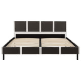 NNEVL Bed Frame Grey and White Faux Leather 106x203 cm King Single Size