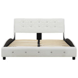 NNEVL Bed Frame White Faux Leather 106x203 cm King Single Size