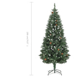 NNEVL Artificial Christmas Tree with Pine Cones and White Glitter 180 cm