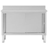 NNEVL Work Table with Sliding Doors 120x50x(95-97) cm Stainless Steel