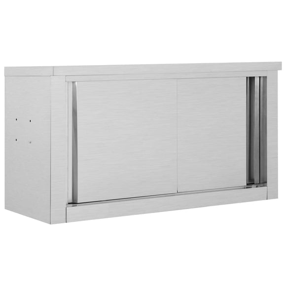 NNEVL Kitchen Wall Cabinet with Sliding Doors 90x40x50 cm Stainless Steel