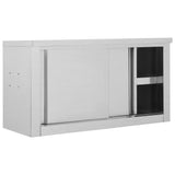 NNEVL Kitchen Wall Cabinet with Sliding Doors 90x40x50 cm Stainless Steel