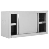 NNEVL Kitchen Wall Cabinet with Sliding Doors 90x40x50 cm Stainless Steel