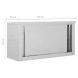 NNEVL Kitchen Wall Cabinet with Sliding Doors 90x40x50 cm Stainless Steel