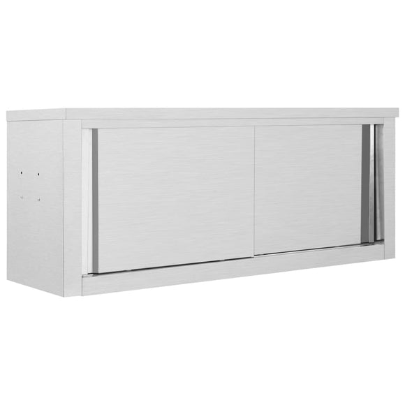 NNEVL Kitchen Wall Cabinet with Sliding Doors 120x40x50 cm Stainless Steel