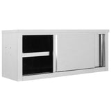 NNEVL Kitchen Wall Cabinet with Sliding Doors 120x40x50 cm Stainless Steel