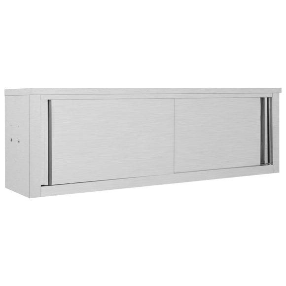 NNEVL Kitchen Wall Cabinet with Sliding Doors 150x40x50 cm Stainless Steel