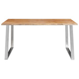 NNEVL Dining Table 160x80x75 cm Solid Acacia Wood and Stainless Steel
