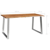 NNEVL Dining Table 160x80x75 cm Solid Acacia Wood and Stainless Steel