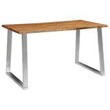 NNEVL Dining Table 140x80x75 cm Solid Acacia Wood and Stainless Steel