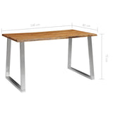 NNEVL Dining Table 140x80x75 cm Solid Acacia Wood and Stainless Steel