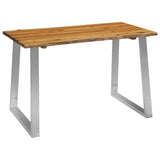 NNEVL Dining Table 120x65x75 cm Solid Acacia Wood and Stainless Steel