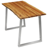 NNEVL Dining Table 120x65x75 cm Solid Acacia Wood and Stainless Steel