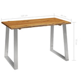 NNEVL Dining Table 120x65x75 cm Solid Acacia Wood and Stainless Steel