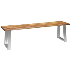 NNEVL Bench 160 cm Solid Acacia Wood and Stainless Steel