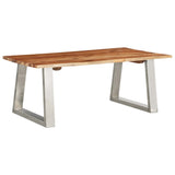 NNEVL Coffee Table 100x60x40 cm Solid Acacia Wood and Stainless Steel