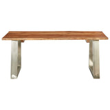 NNEVL Coffee Table 100x60x40 cm Solid Acacia Wood and Stainless Steel