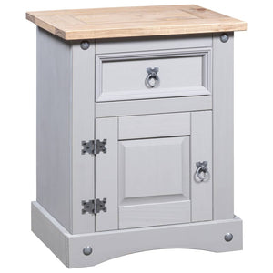 NNEVL Bedside Cabinet Mexican Pine Corona Range Grey 53x39x67 cm
