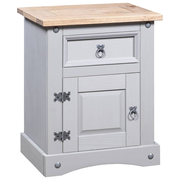 NNEVL Bedside Cabinet Mexican Pine Corona Range Grey 53x39x67 cm