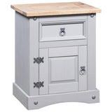 NNEVL Bedside Cabinet Mexican Pine Corona Range Grey 53x39x67 cm