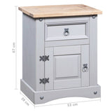 NNEVL Bedside Cabinet Mexican Pine Corona Range Grey 53x39x67 cm