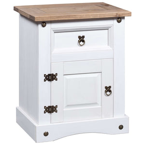 NNEVL Bedside Cabinet Mexican Pine Corona Range White 53x39x67 cm