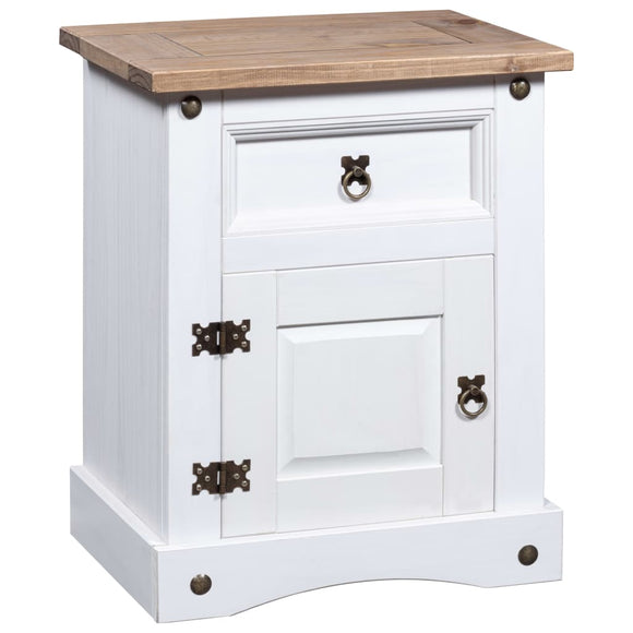NNEVL Bedside Cabinet Mexican Pine Corona Range White 53x39x67 cm