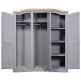 NNEVL Wardrobe Mexican Pine Corona Range 3 Doors Grey
