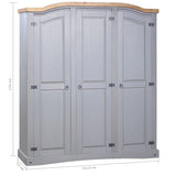 NNEVL Wardrobe Mexican Pine Corona Range 3 Doors Grey