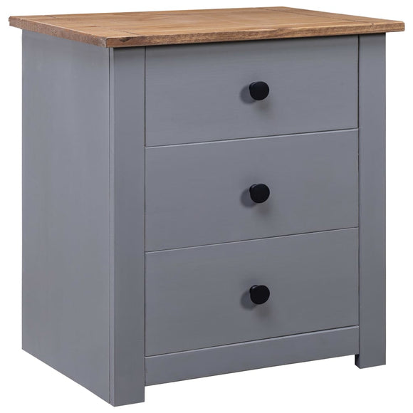 NNEVL Bedside Cabinet Grey 46x40x57 cm Pinewood Panama Range