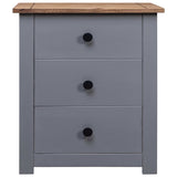 NNEVL Bedside Cabinet Grey 46x40x57 cm Pinewood Panama Range