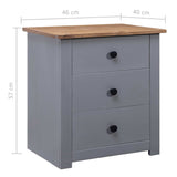 NNEVL Bedside Cabinet Grey 46x40x57 cm Pinewood Panama Range