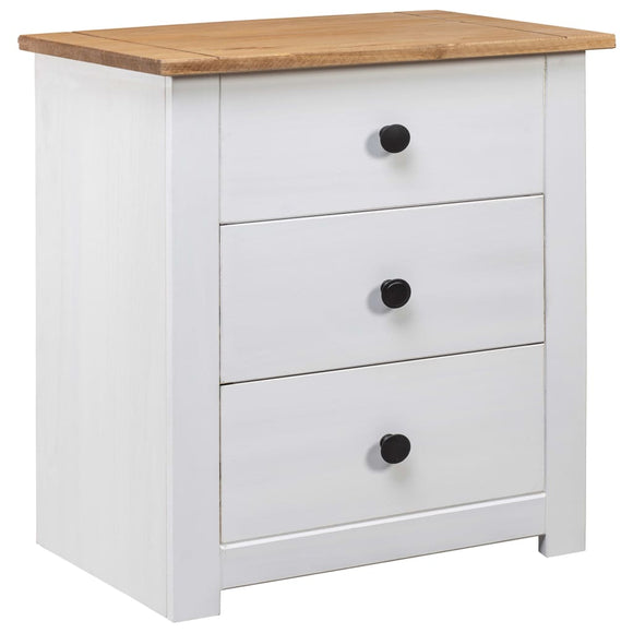 NNEVL Bedside Cabinet White 46x40x57 cm Pinewood Panama Range