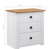 NNEVL Bedside Cabinet White 46x40x57 cm Pinewood Panama Range