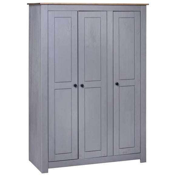 NNEVL 3-Door Wardrobe Grey 118x50x171.5 cm Pine Panama Range