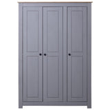 NNEVL 3-Door Wardrobe Grey 118x50x171.5 cm Pine Panama Range