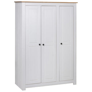 NNEVL 3-Door Wardrobe White 118x50x171.5 cm Pine Panama Range