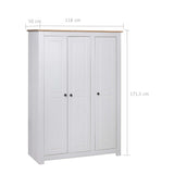 NNEVL 3-Door Wardrobe White 118x50x171.5 cm Pine Panama Range