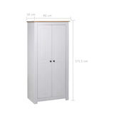 NNEVL Wardrobe White 80x50x171.5 cm Solid Pine Panama Range